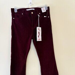 Celebrity Pink Corduroy Burgundy Hi Rise Flare Frayed Hem Pants-Size 11/30